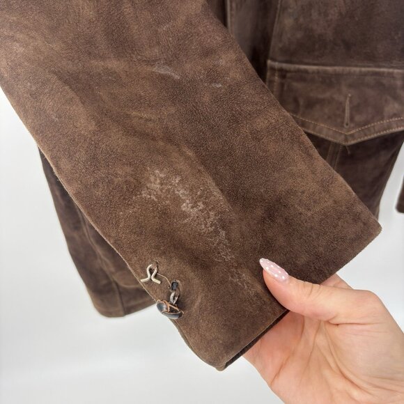 The Leather Shop Vintage Brown Suede Jacket Mens Size 46 Western Rustic *Read - Picture 10 of 16